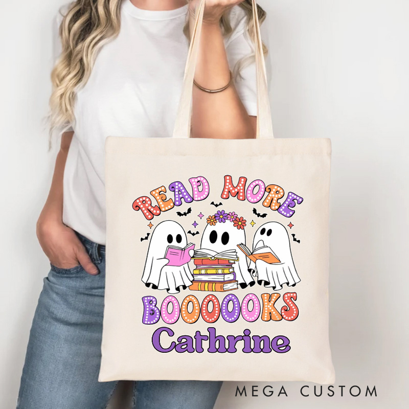 Personalized Welcome to the Haunted Library Tote Bag Custom Spooky Bookish Bag with Name Book Lover Gift Reader Gift Halloween Gift