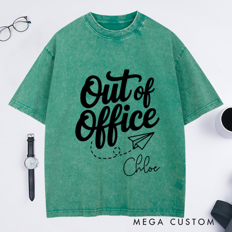 Personalized Out of Office Washed T-Shirt for Traveling Lovers Traveler Gifts Adventure Tee