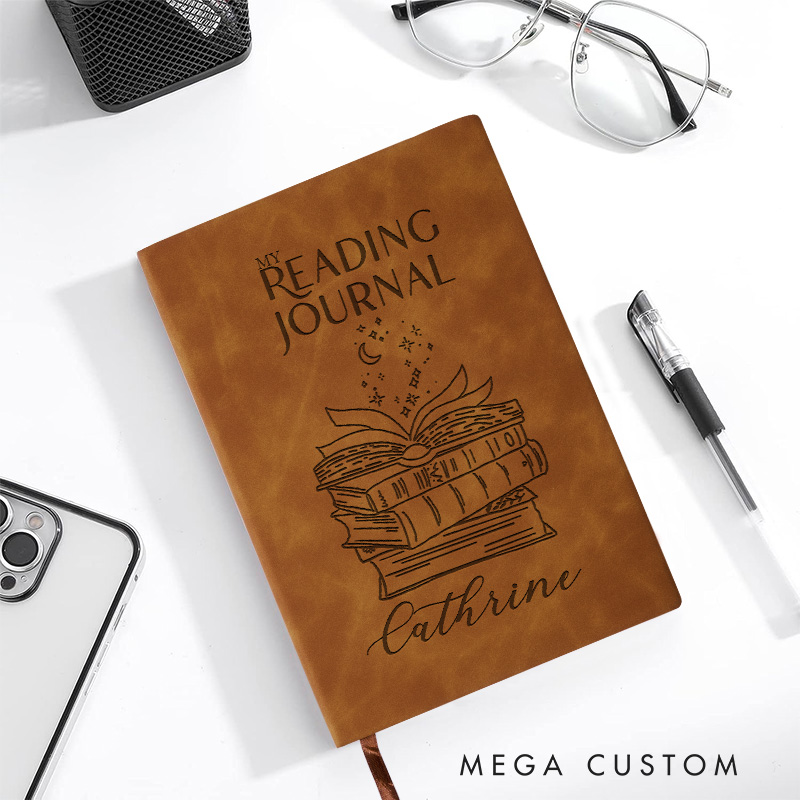 Personalized Reading Journals Engraved Journals with Name Leather Notebooks Book Lover Gift Bookish Gift Reader Gift Librarian Gift