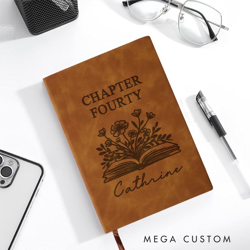 Personalized Fortieth One More Chapter Journals Engraved Leather Notebook Journals with Name 40th Birthday Gift for Book Lover Gift Bookish Gift