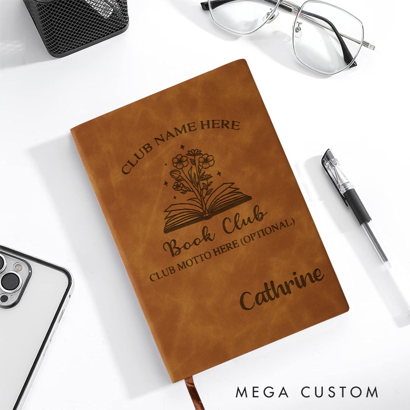 Personalized Book Club Journals Engraved Leather Reading Club Notebook Journals with Name Book Lover Gift Bookish Gift Librarian Gift