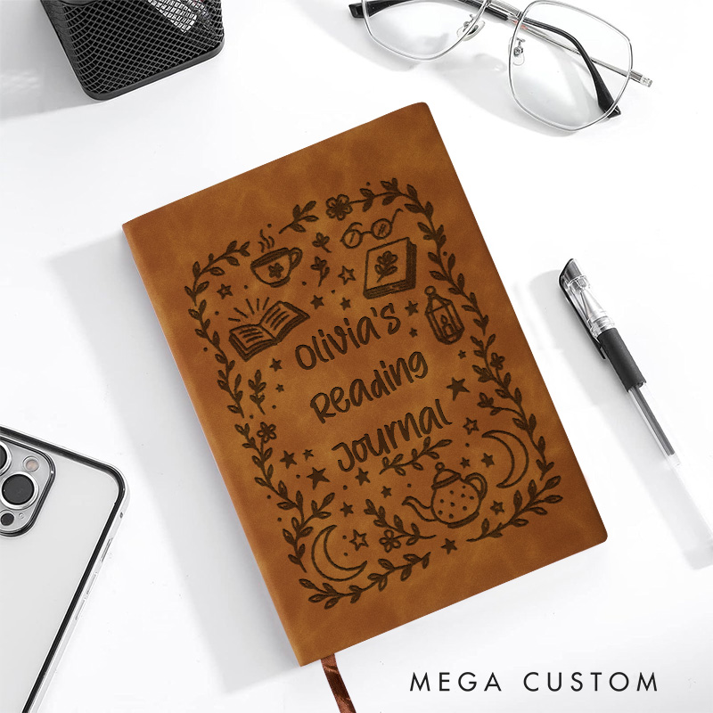 Personalized Leather Reading Journal Engraved Notebook Notebook with Name Bookish Journal for Book Lover Gift Bookish Gift Librarian Gift