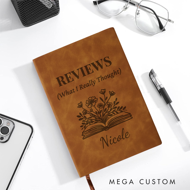 Personalized Book Review Journal Engraved Leather Reading Journal with Name Bookish Notebook for Book Lover Gift Bookish Gift Librarian Gift