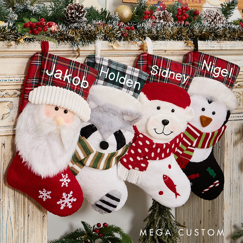 Personalized 3D Family Christmas Stocking with Name Embroidered Christmas Stocking with Name Monogram Stockings