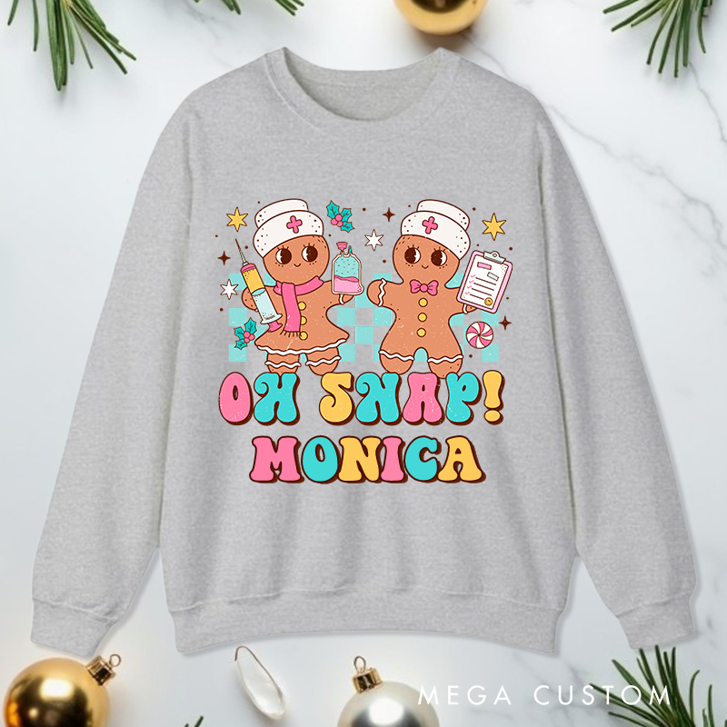 Personalized Nurse Sweatshirt Customized Gingerbread Nurse Design Sweatshirt Nurse Christmas Gifts 