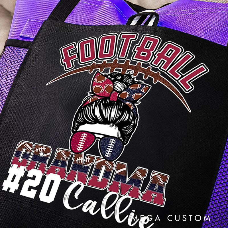 Personalized Football Grandma Tote Bag with Custom Name and Number