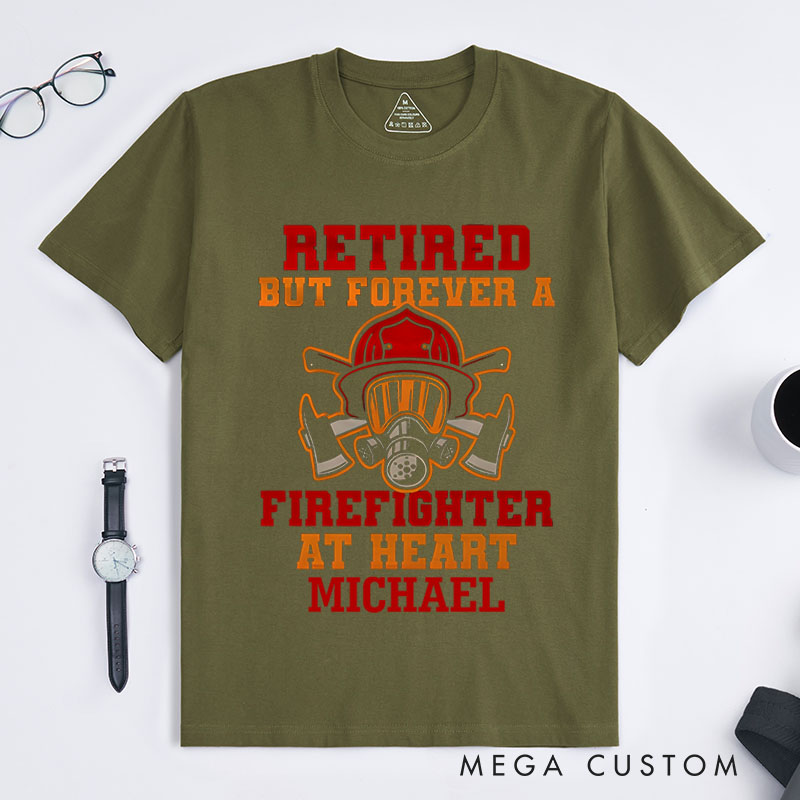 Personalized Firefighter T-Shirts Forever a Firefighter at Heart Fashion Design T-Shirts