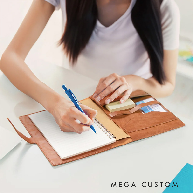 Personalized Cross Rejoice Always Name Leather A5 Sketchbook Notebook Cover with Storage Pocket Christmas Gift for Christian