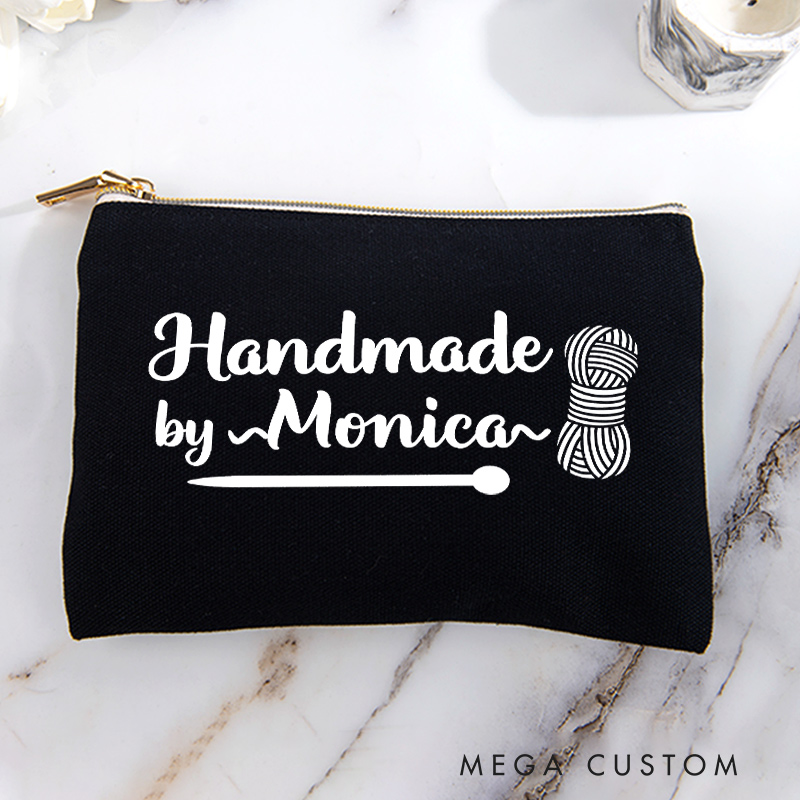 Personalized Handmade by Cosmetic and Toiletry Storage for Knitting Lover Makeup Bag Gift for Yarn Lovers