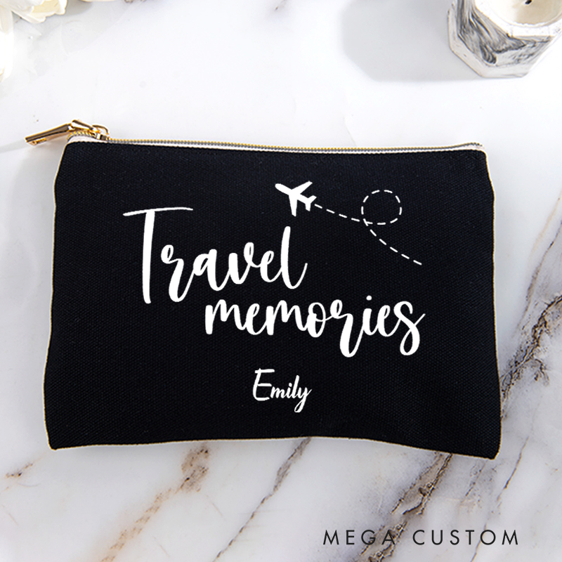 Personalized Travel Memories Storage Bag for Traveling Lover Zippered Project Pouch Gift for Travelers