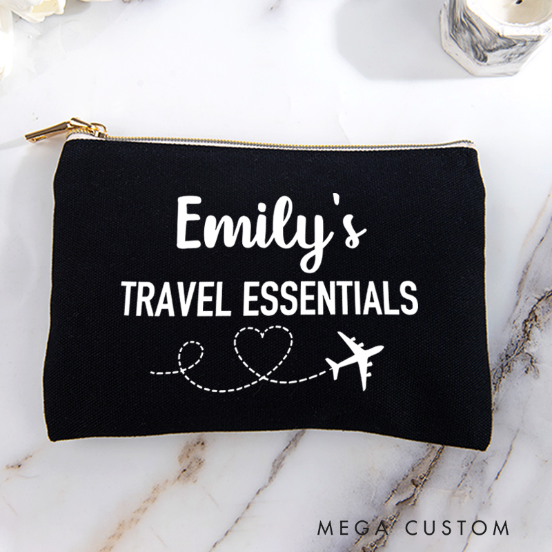 Personalized Travel Essentials Storage Bag for Traveling Lover Zippered Project Pouch Gift for Travelers