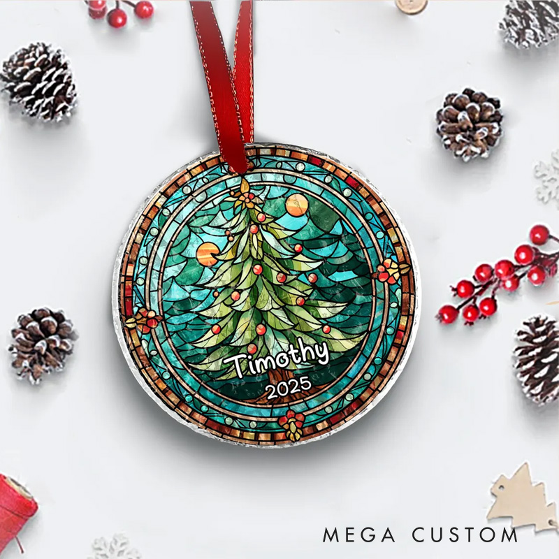 Personalized Glass Art Christmas Tree Christmas Ornament Glass Ornament Art Lovers Christmas Gift Artistic Xmas Gift Christmas Decor