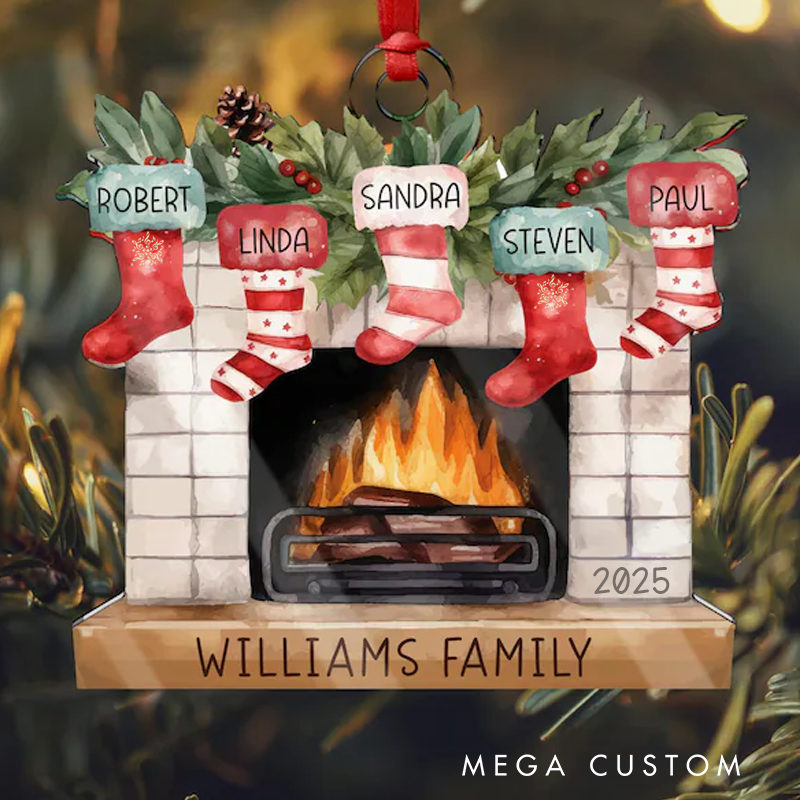 Personalized Christmas Ornaments Custom Family Christmas Stocking Christmas Ornament, Stockings on Fireplace Christmas Gift