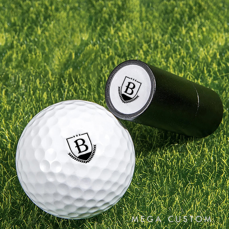 Personalized Golf Ball Stamp with Custom Initials and Crest Design  