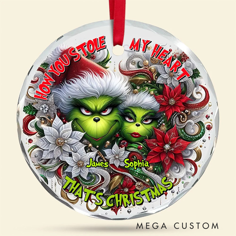 Personalized Monster Couple Movie Christmas Ornament Glass Ornament Art Lovers Christmas Gift Artistic Xmas Gift Christmas Decor
