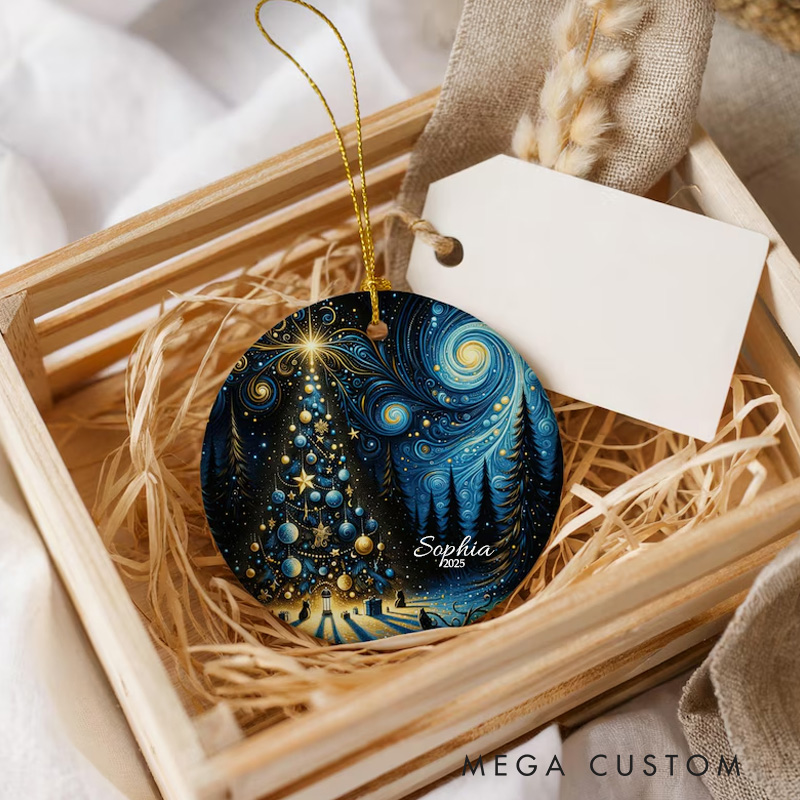 Personalized Starry Night Art Ceramic Christmas Ornament Glass Ornament Art Lovers Christmas Gift Artistic Xmas Gift Christmas Decor