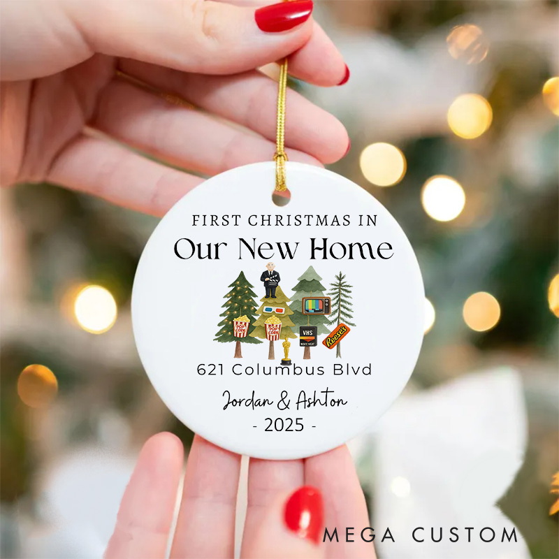Personalized Movie Watching New Home Ceramic Christmas Ornament  Movie Lovers Christmas Gift Film Xmas Gift Christmas Decor