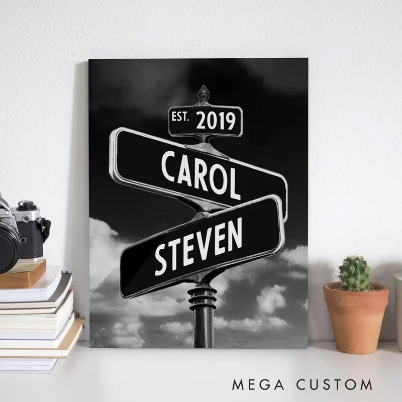 Personalized Vintage Street Sign For Couples Wall ArtPoster Without Frame Custom Name and Date Street Sign Custom Art