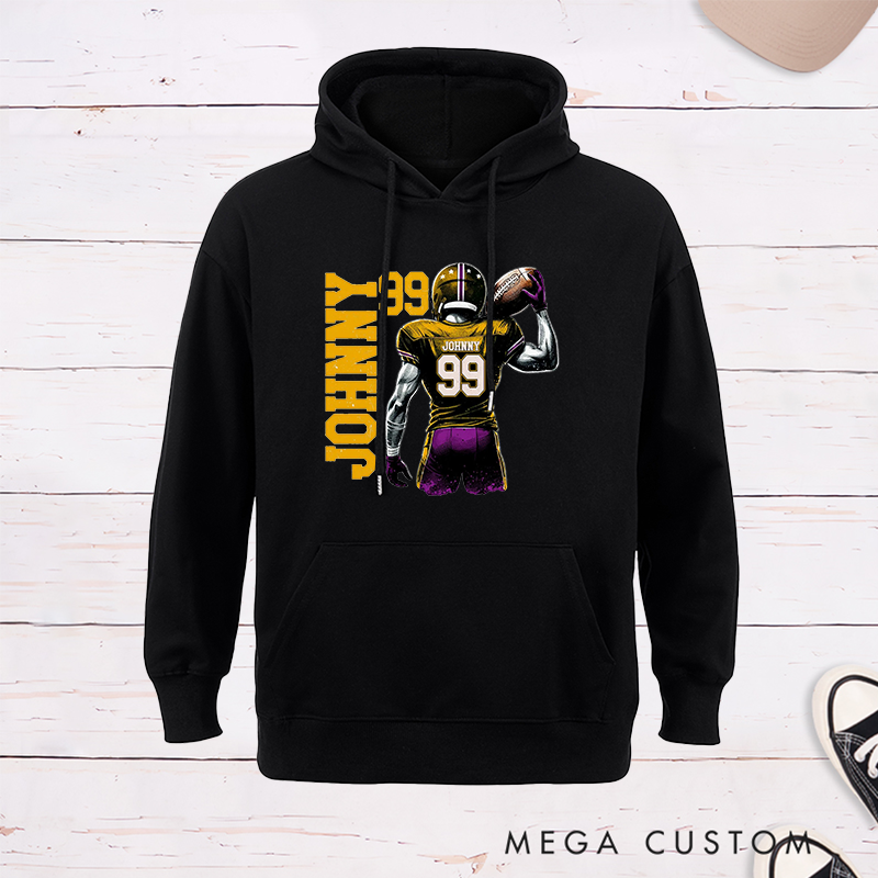 Personalized Football Hoodie with Custom Name, Number, and Unique Player Design
