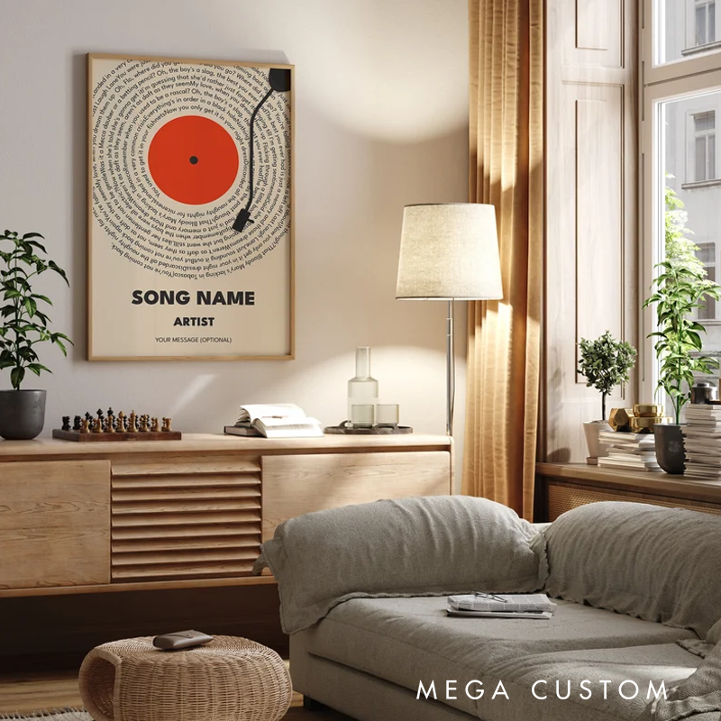 Personalized Song Lyrics Vinyl Record Print Without Frame Custom Music Gift