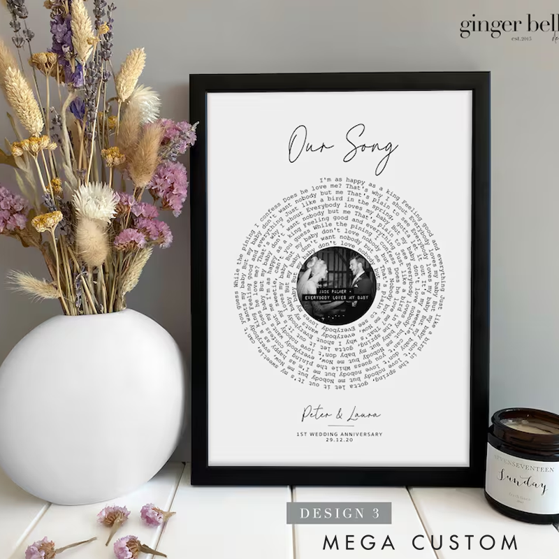 Personalized Song Gift Custom Lyrics Wall Art Without Frame Music Quote Poster Custom Song Art