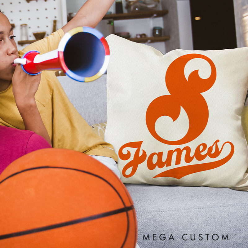 Personalized Sports-Inspired Pillow for Home Decor with Name and Number 