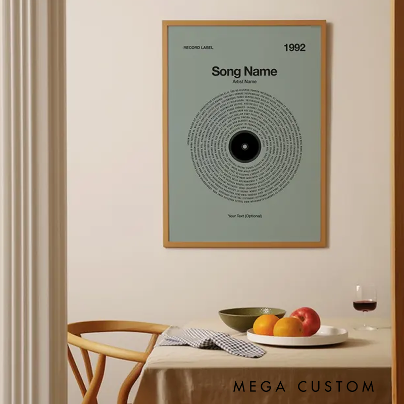 Personalized Vinyl Lyrics Print Without Frame Customizable Music Gift Typography Wall Art Personalized Music Lover Gift