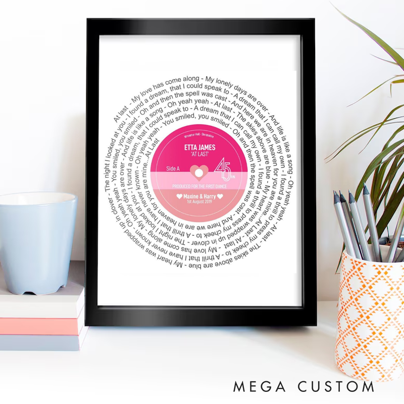Personalized Record Print Without Frame Any Artist Any Song Music Art Song Lyrics Poster