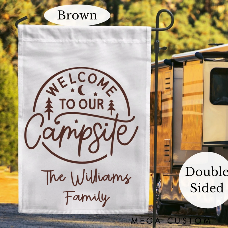 Personalized Welcome to Our Campsite Garden Flag Custom Camping Flag Gift for Family Camping