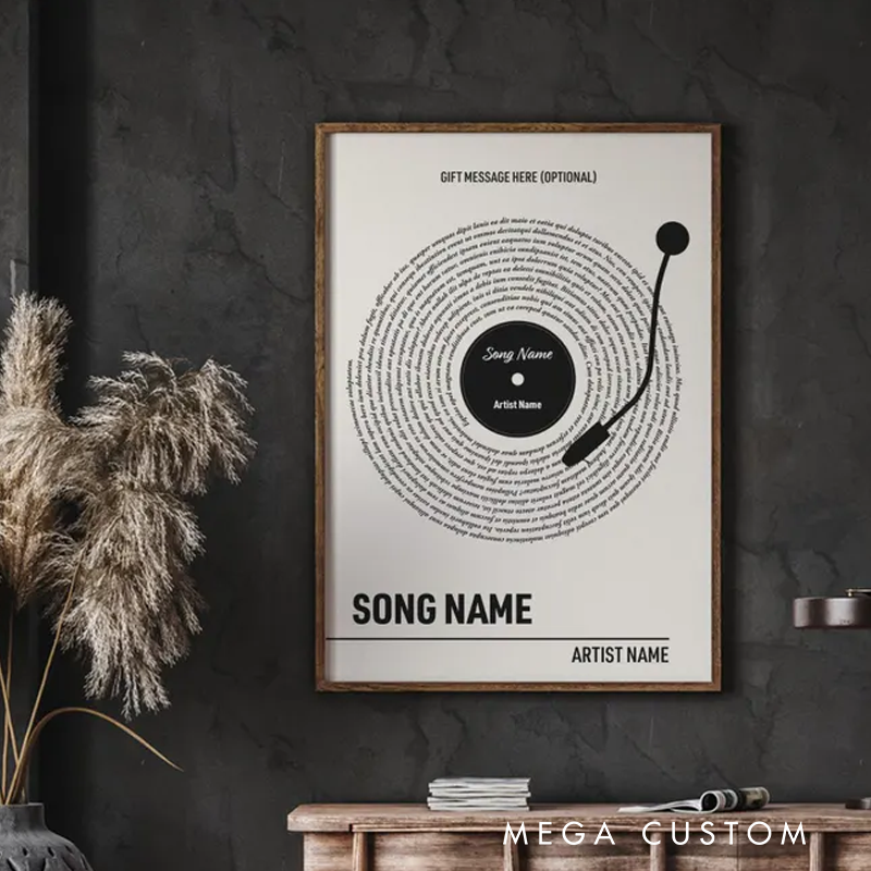 Personalized Vinyl Lyrics Print Without Frame Custom Music Poster Customizable Music Gift