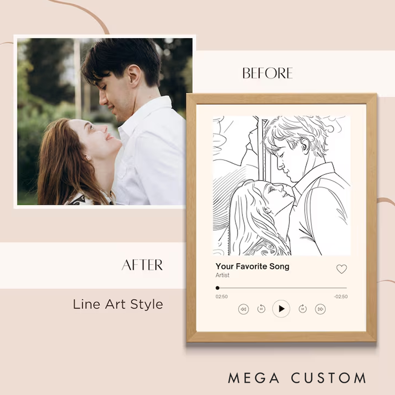 Personalized Digital Portrait from Photo Custom Music Code Poster Without Frame