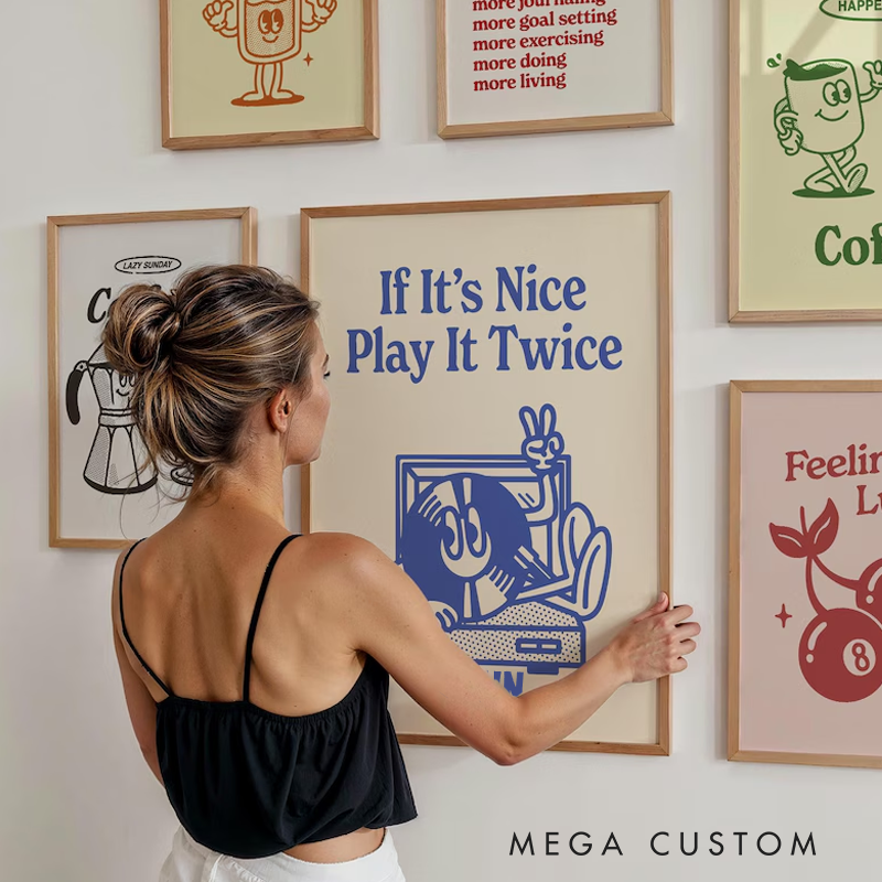 Personalized Retro Vinyl Wall Art Without Frame Printable Record Player Poster for Dorm Room or Music Lovers