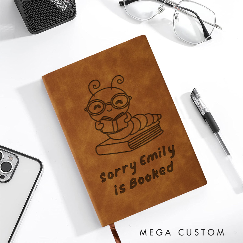 Personalized Sorry I am Booked Reading Journal Engraved Reading Planner Notebook with Name Librarian Journal for Book Lover Gift Bookish Gift