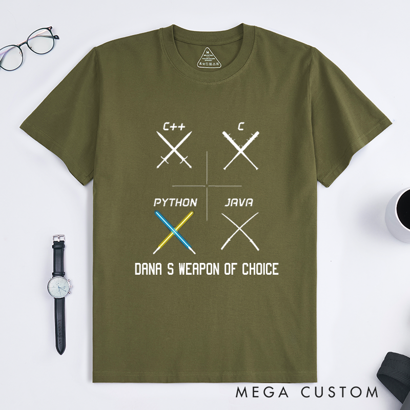 Personalized Select Your Weapon T-Shirt Developers and Technology Enthusiasts Shirt Gift Geek Nerd Programmer