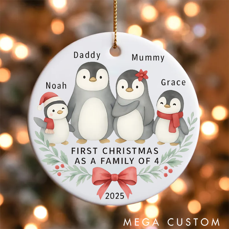 Personalized Family Christmas Ornaments Creating Cherished Memories with Our Adorable Penguin Family of Four