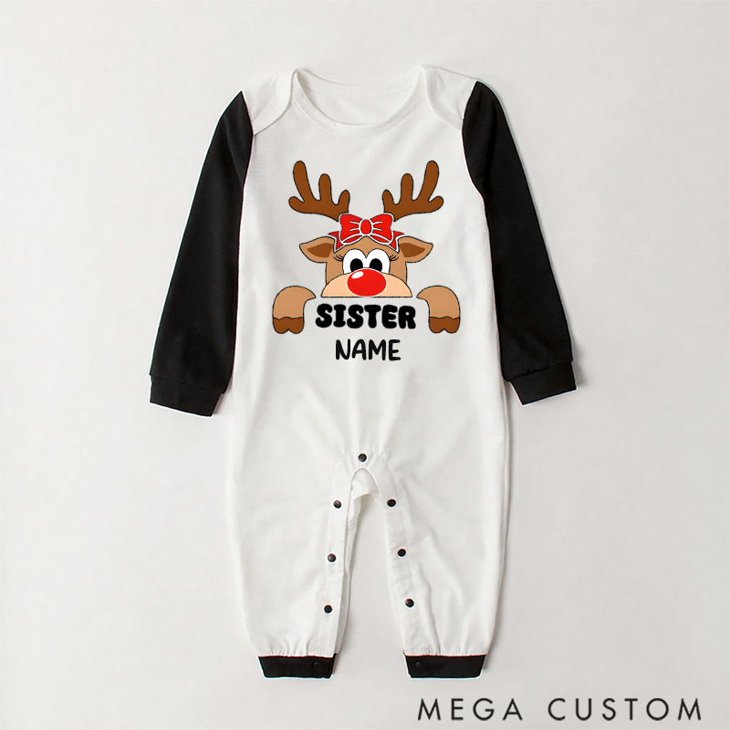 Personalized Christmas Cartoon Elk Pattern Design Family Matching Pajamas