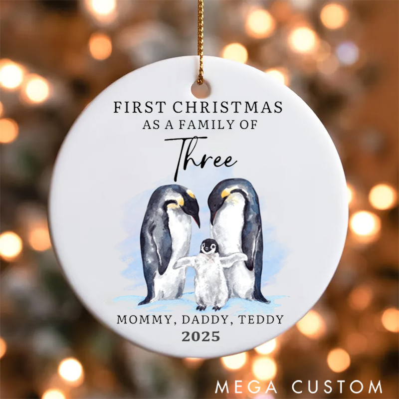 Personalized Family Christmas Ornaments Creating Cherished Memories with Our Adorable Penguin Family of Three