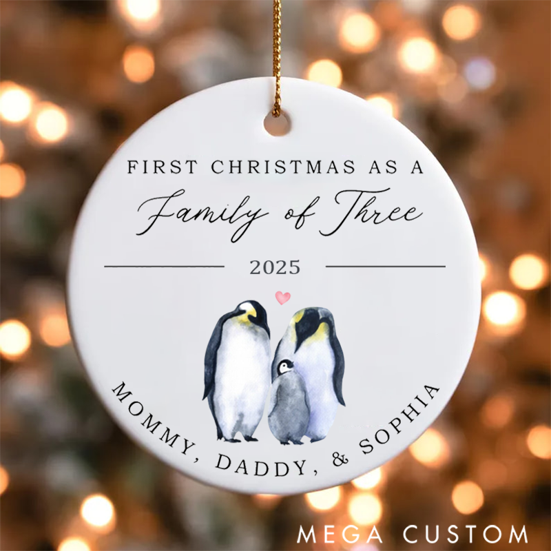 Personalized Family Christmas Ornaments Celebrating New Traditions with Our Little Penguin Family of Three