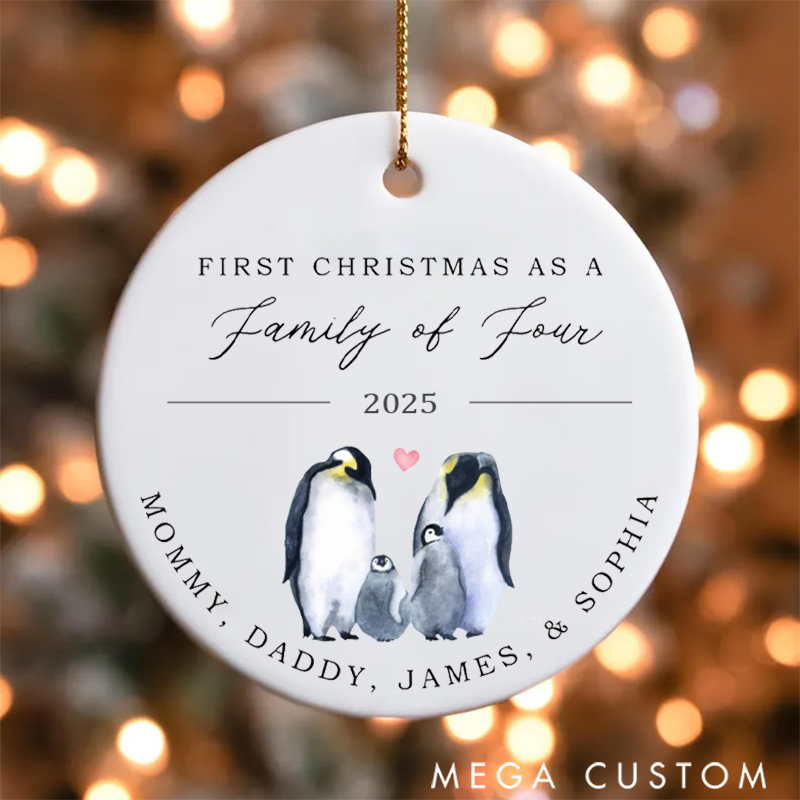 Personalized Family Christmas Ornaments Creating Cherished Memories with Our Sweet Penguin Family of Four
