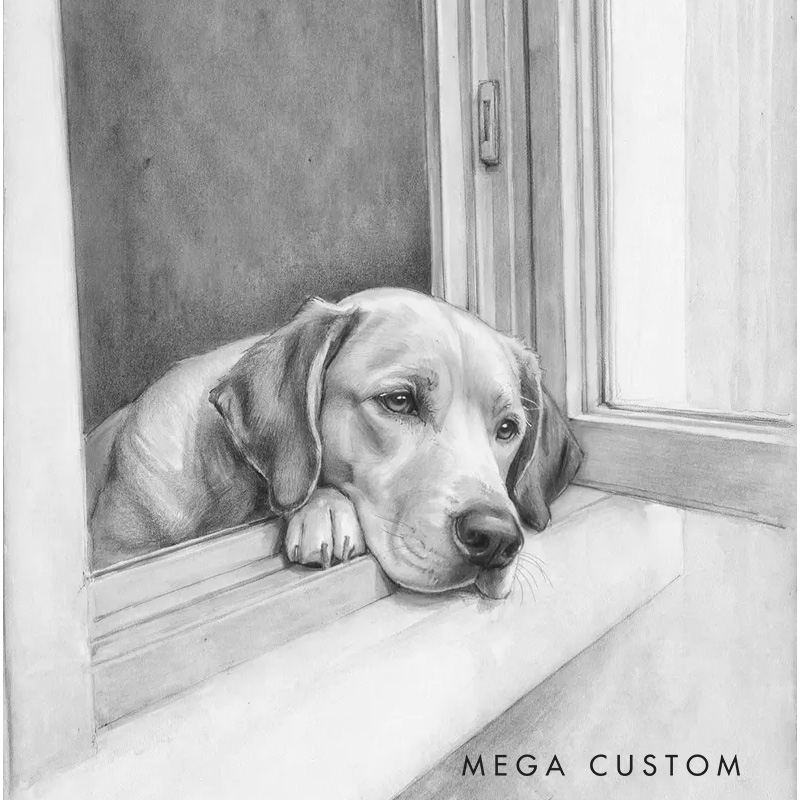 Personalized Pencil Sketch Wall Art For Dog and Cat Lovers Poster Without Frame Custom Art Lover Gift Custom Pet Portrait