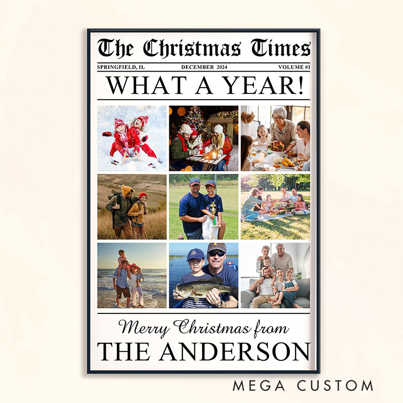 Personalized What a Year Photo Wall Art For Family Christmas Poster Without Frame Custom Art Lover Gift Custom Portrait