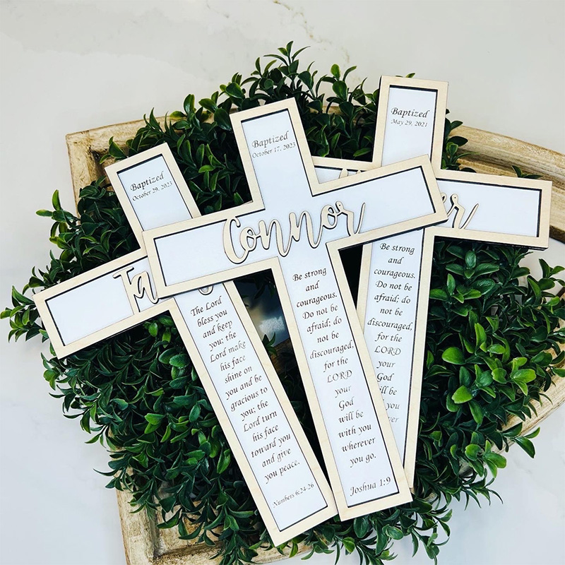 Personalized Baptism Wood Cross with Name Occasion Date and Bible Verse Home Decor Religious Gifts for Christian Dedication Gift Christening Giftfts for Christian Baptism Gift for Home Decor