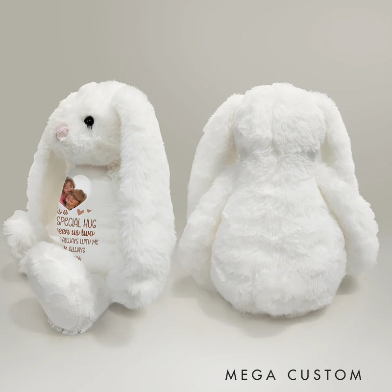 Personalized Memorial Bunny Plush With Custom Photo Remembrance Keepsake Here's A Special Hug Soft Toy Bunny