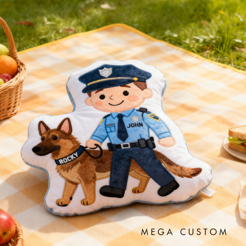 Personalized Police Officer Pillow with K9 Unit Design Custom Name Graphic 3D Print Pillow 