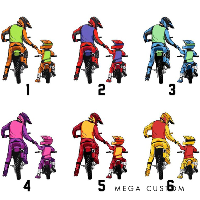 Personalized Motocross Racer Ornament Dad And Kid Motocross Lovers Dirt Biker Flat Ornament Christmas Ornament