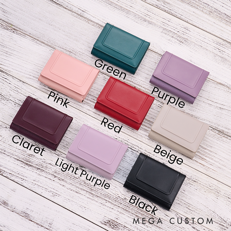 Personalized Leather Wallet For Her Birth Flower Wallet with Name Engraved Wallet For Women Leather Purse Birthday Gift For Her Gift For Mother Bridesmaid Gift Christmas Gift