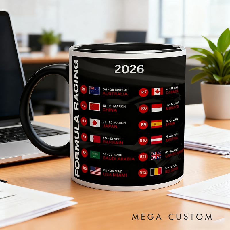 2026 Formula Racing Calendar Mug Race Car Fan Gift Racing Lover Gift Xmas Gift New Near Gift