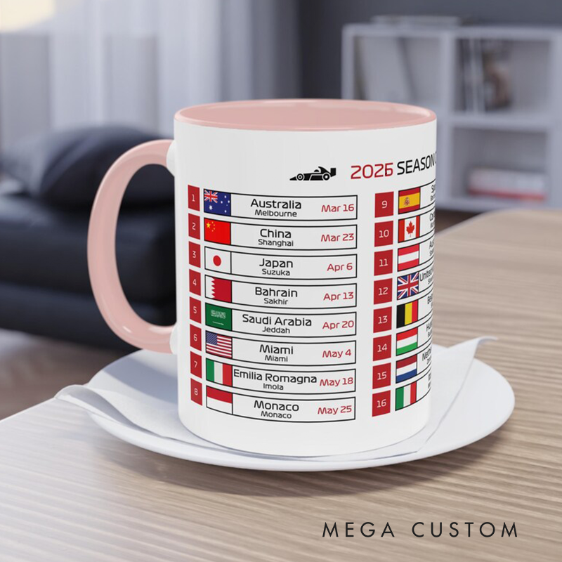 Personalized Formula 2026 Season Calendar Mug Race Car Fan Gift Racing Lover Gift Xmas Gift New Near Gift
