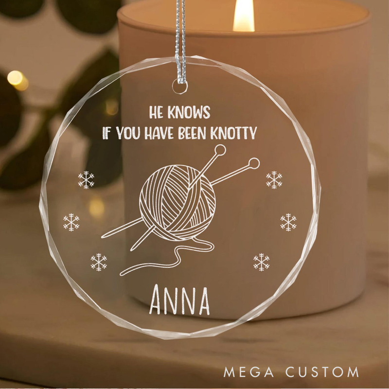 Personalized Knitting Crystal Ornament Christmas Gifts for Friend Unique Crocheting Gift Gifts for Crocheters