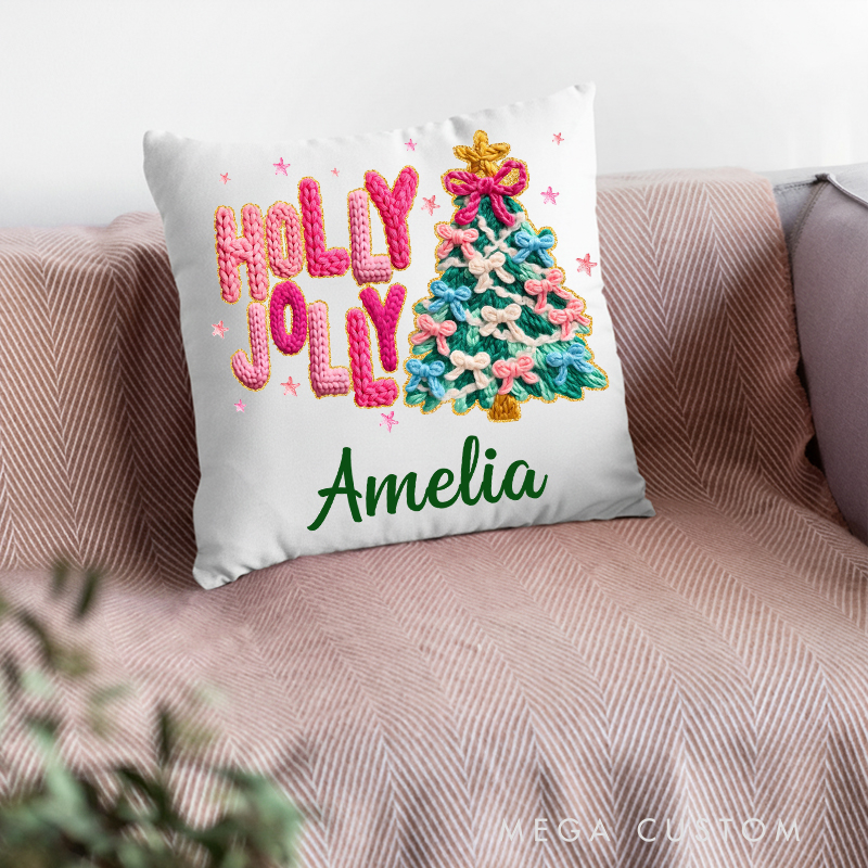 Personalized Christmas Throw Pillows Gift for Knitting Lovers